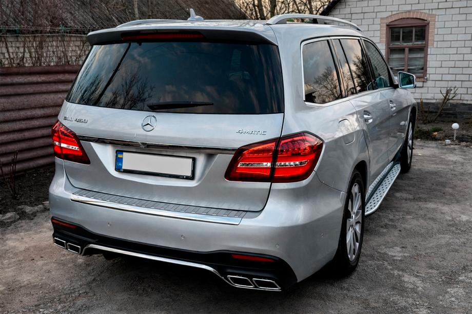 Mercedes GL/GLS-klasse X166 2012–2019 Achterdiffuser GLS63 AMG (met chrome uitlaattips) Image