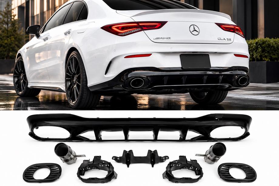 Mercedes CLA C118 2019– Achterdiffuser met uitlaatsierstukken (CLA35-design) Image