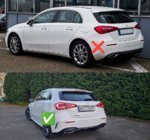 Mercedes A-Klasse W177 2018– Achterdiffuser met uitlaatsierstukken (Design A45 HB) foto 3