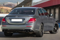Mercedes E-class W213 2016–2023 Achterdiffuser met uitlaatsierstukken E63-Design Black (voor AMG/AMG-Line 2016-2020) foto 1