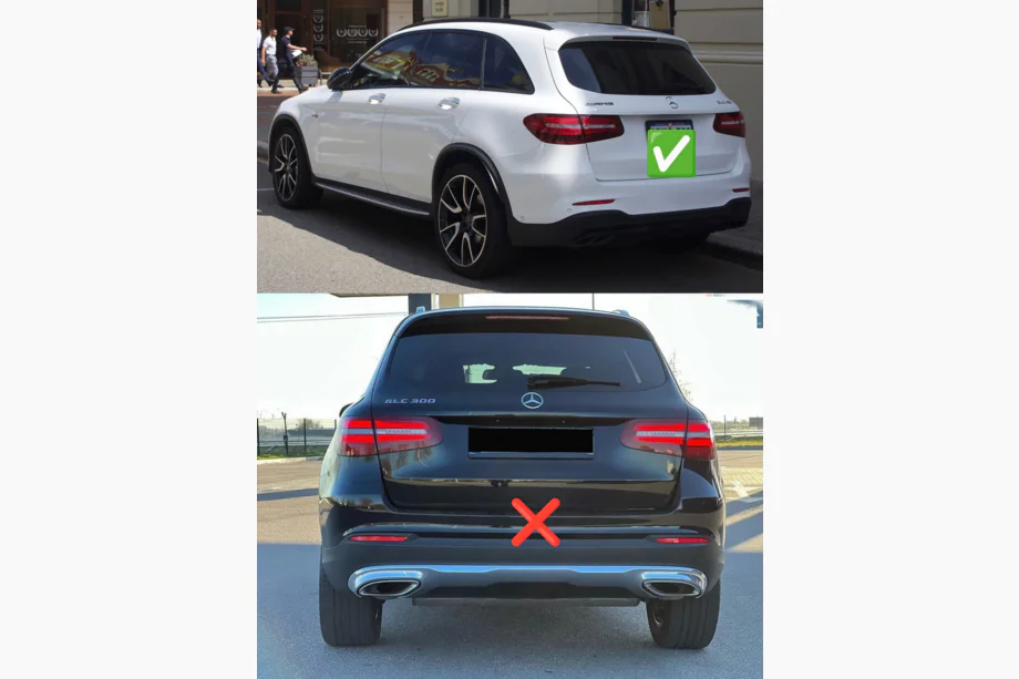 Mercedes GLC X253 2015–2022 Achterdiffuser met uitlaatsierstukken, Black (AMG63 design) Foto 3