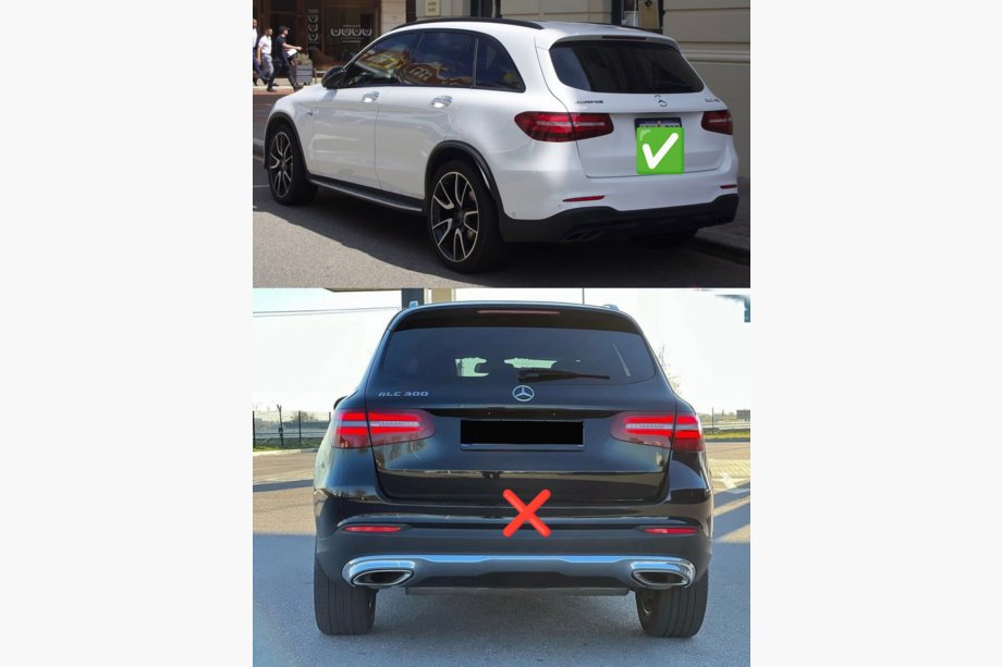 Mercedes GLC X253 2015–2022 Achterdiffuser met uitlaatsierstukken (AMG43-design) Foto 4