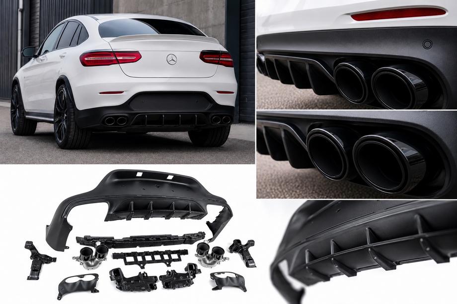 Mercedes GLC Coupé C253 2016–2023 Achterdiffuser met uitlaatsierstukken (AMG43-design) Foto 1