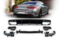 Mercedes S-class C217 Coupé 2014–2020 Achterdiffuser met uitlaatsierstukken Black (2018-2020) foto 1