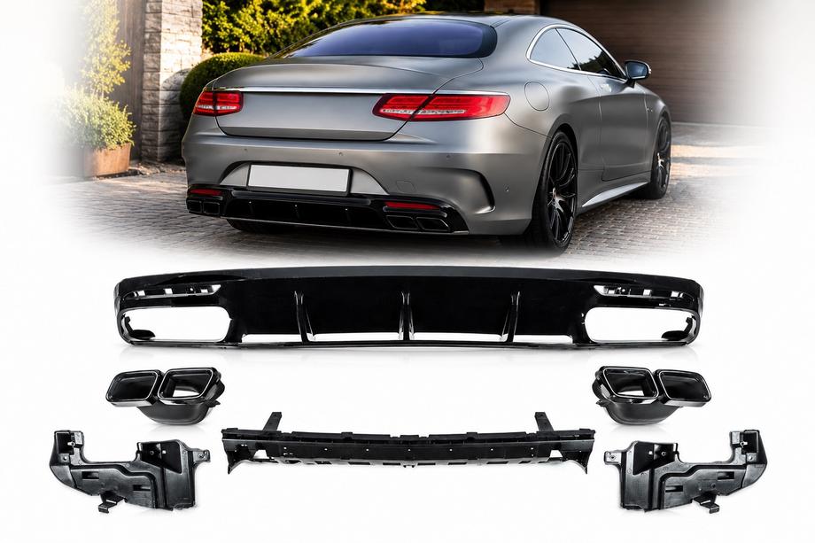 Mercedes S-class C217 Coupé 2014–2020 Achterdiffuser met uitlaatsierstukken Black (2018-2020) Image