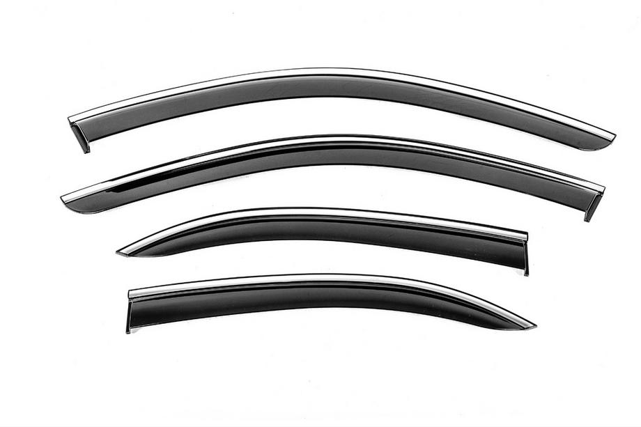Mercedes C-klasse W204 2007–2015 Raamwindschermen met chromen sierlijst Niken Luxury (SD, 4 stuks) Image