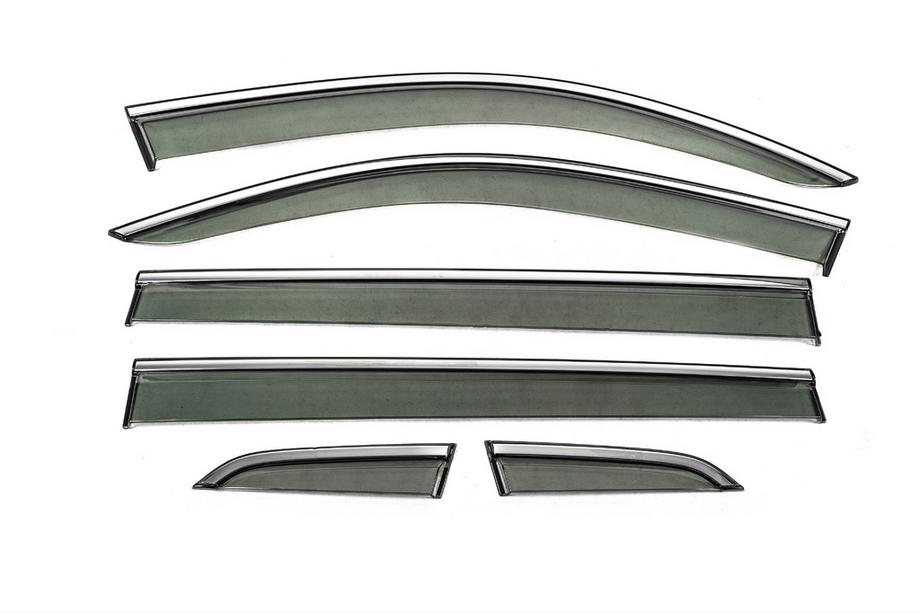 Volkswagen Tiguan 2016–2023 Winddeflectoren voor zijruiten met chroomstrip Niken Luxury (Long, 6 stuks) Image