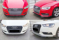 Audi A3 2012–2020 Voorbumper front lip splitter DPT V-3 (Sedan/HB, hoogglans zwart) foto 1