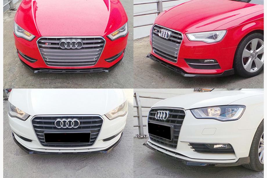 Audi A3 2012–2020 Voorbumper front lip splitter DPT V-3 (Sedan/HB, hoogglans zwart) Image