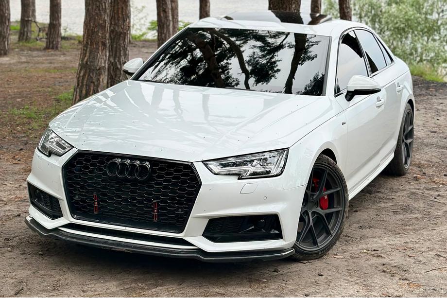 Audi A4 B9 2015–2024 Voorbumper lip spoiler DPT V-1 (voor S-Line, 2015-2019, hoogglans zwart) Foto 1