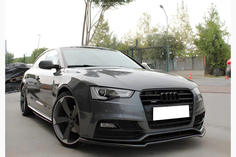 Audi A5 2007–2015 Voorbumper lipspoiler DPT (voor S-Line, 2011-2015, hoogglans zwart) Image