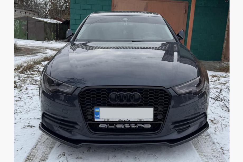 Audi A6 C7 2011–2017 Frontlip DPT V-2 (voor S-Line, 2011-2015) (glans zwart) Image