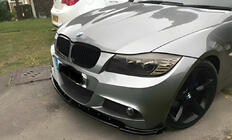 BMW 3-serie E90/E91 2005–2011 Voorbumper lip spoiler DPT V-1 (voor E90 M-Sport 2008-2011, hoogglans zwart) foto 1