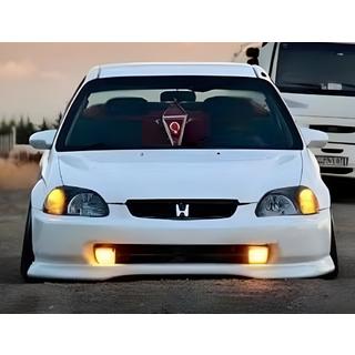 Voorbumper lip spoiler DPT V-1 (hoogglans zwart) Honda Civic 1995–2001