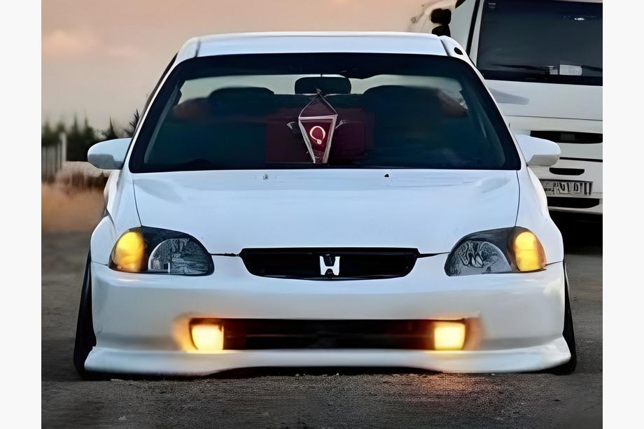 Honda Civic 1995–2001 Voorbumper lip spoiler DPT V-1 (hoogglans zwart) Image