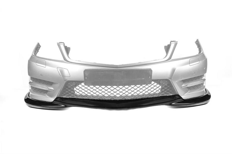 Mercedes C-klasse W204 2007–2015 Frontbumper lip DPT V2 (2011-2015, hoogglans zwart) Foto 2