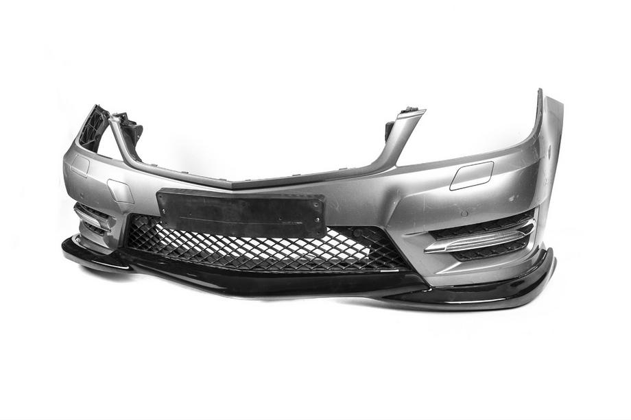 Mercedes C-klasse W204 2007–2015 Frontbumper lip DPT V2 (2011-2015, hoogglans zwart) Foto 10