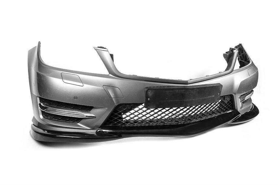 Mercedes C-klasse W204 2007–2015 Frontbumper lip DPT V2 (2011-2015, hoogglans zwart) Foto 11