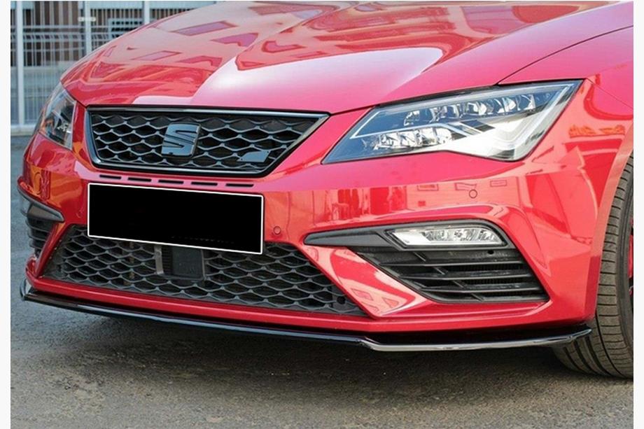 Seat Leon 2013–2020 Voorbumper lip spoiler DPT (Cupra, 2017-2020, hoogglans zwart) Image