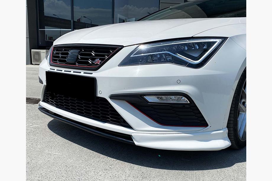 Seat Leon 2013–2020 DPT V-3 frontlip spoiler (2013-2016, hoogglans zwart) Image