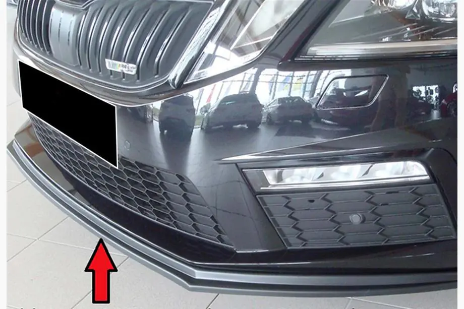 Skoda Octavia III A7 2013–2019 Voorbumper lip spoiler DPT V-2 (2017-2019 RS, glanzend zwart) Image