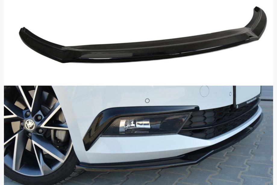 Skoda Superb 2015–2024 DPT V-2 front lip spoiler (2015-2020, hoogglans zwart) Image