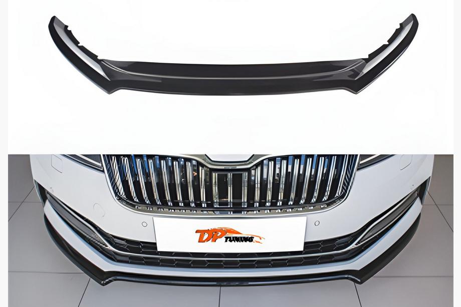 Skoda Superb 2015–2024 Voorbumper lip spoiler DPT V-4 (2021-, hoogglans zwart) Image