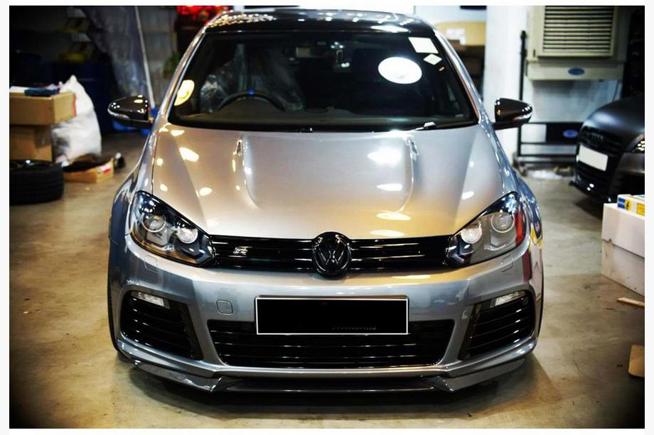 Volkswagen Golf 6 2008–2014 Voorbumper lip spoiler DPT V-1 (hoogglans zwart) Image