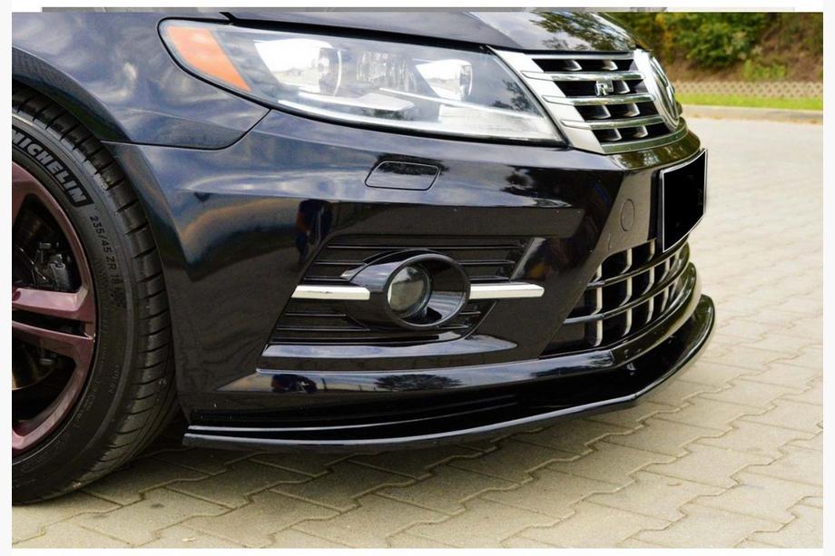 Volkswagen Passat СС 2008–2017 Voorbumper lipspoiler DPT (voor R-Line, 2008-2011, hoogglans zwart) Image