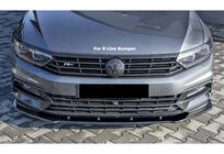 Volkswagen Passat B8 2015–2023 Voorbumper lip spoiler DPT V-1 (voor R-Line, 2015-2019 EU, hoogglans zwart) foto 1