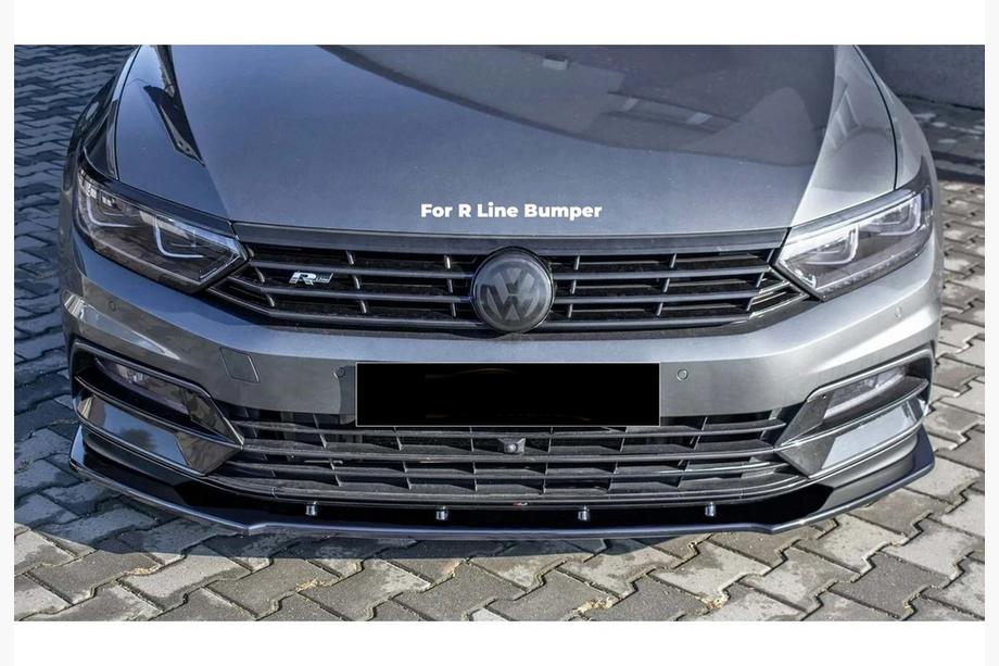 Volkswagen Passat B8 2015–2023 Voorbumper lip spoiler DPT V-1 (voor R-Line, 2015-2019 EU, hoogglans zwart) Image