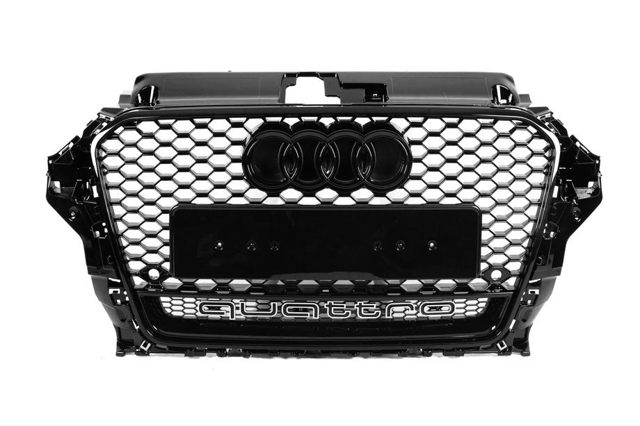 Audi A3 2012–2020 RS-stijl grille met Quattro-logo (2012-2016, zwart) Image
