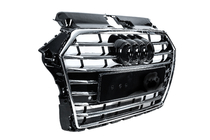 Audi A3 2012–2020 Voorgrille S-style (2016-2020, zwart met chroom) foto 3