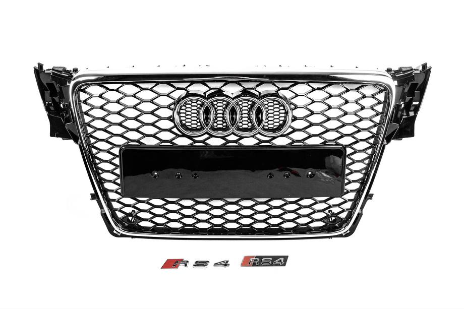 Audi A4 B8 2007–2015 RS-style V-2 voorgrille (2007-2011, zwart met chroom) Image
