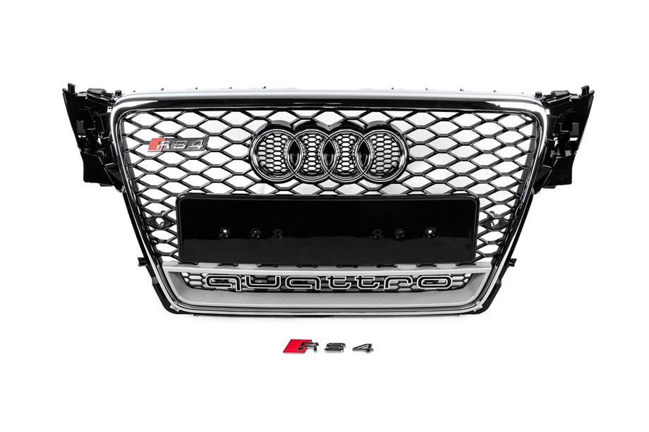 Audi A4 B8 2007–2015 Voorgrille met Quattro-logo, RS-style (2007-2011, zwart) Image