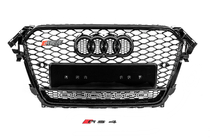 Audi A4 B8 2007–2015 Voorgrille zwart RS-stijl met Quattro-opschrift (2012-2015) foto 1