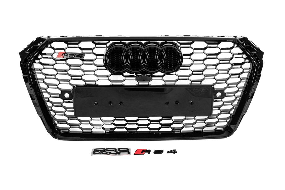 Audi A4 B9 2015–2024 Voorgrille in RS-stijl met Quattro-opschrift (2015-2019, zwart) Image