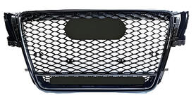 Audi A5 2007–2015 RS-style voorgrille met Quattro-opschrift (2007-2011, zwart) foto 1