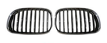 BMW 7 Serie F01/F02 2008–2015 Niergrille 1-bar (hoogglans zwart met chroomrand) foto 2