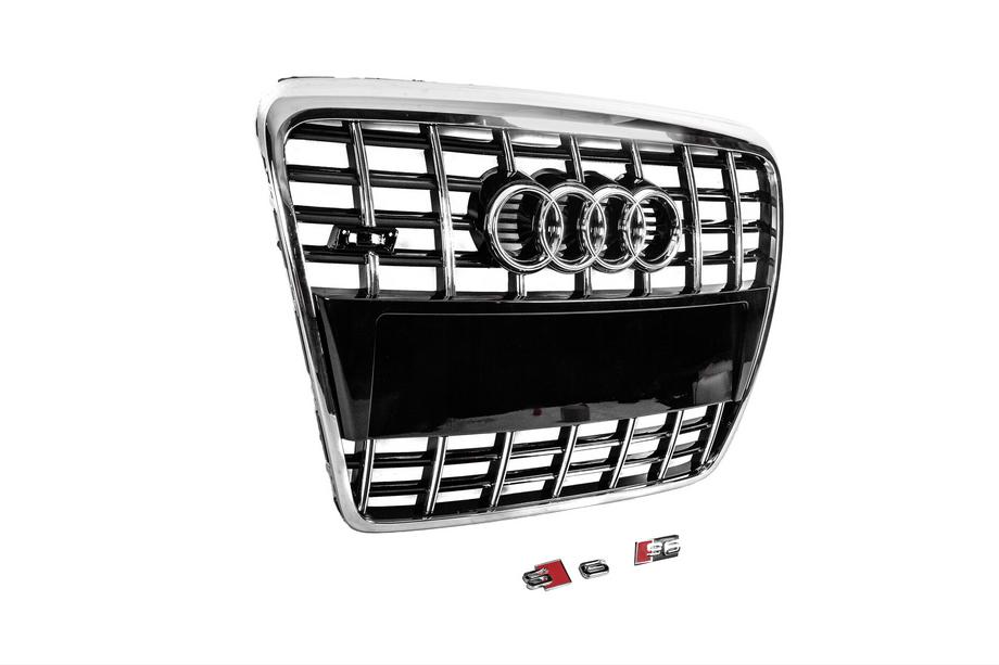 Audi A6 C6 2004–2011 S-style voorgrille (zwart met chroom) Foto 4