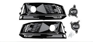 Audi A4 B9 2015–2024 Mistlampgrilles met mistlampen RS-Style (2015-2019, 2 stuks, zwart) foto 1