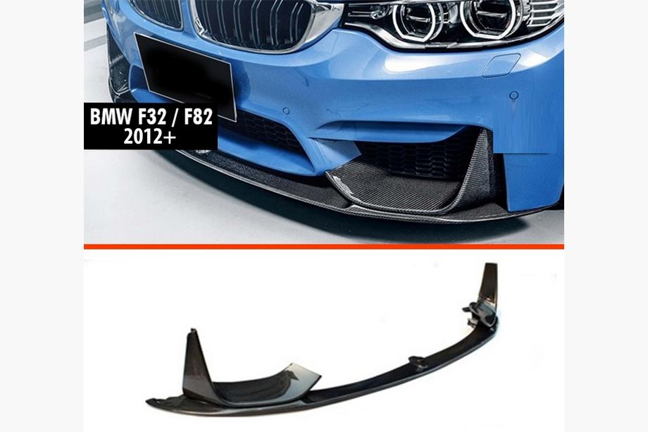 BMW 4 Serie F32/F33/F36 2012–2020 DPT V-3 voorbumper lip spoiler (voor M4, glanzend zwart) Image