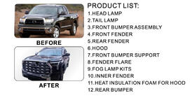 Toyota Tundra 2007–2021 Facelift-upgradekit 2024 (set) foto 2