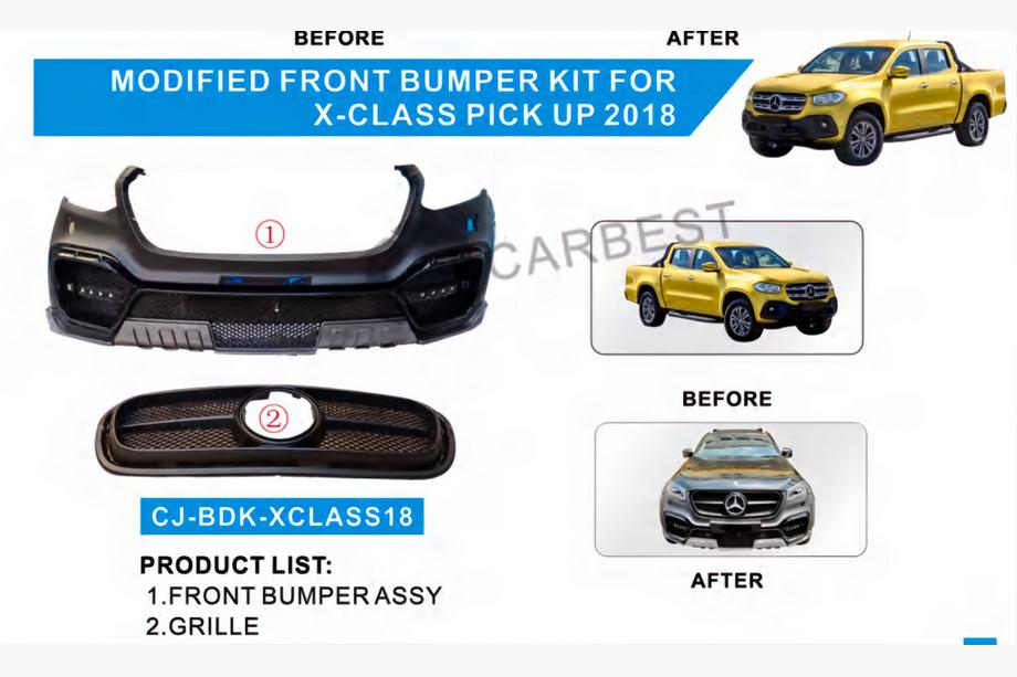 Mercedes X-klasse 2017–2020 Voorbumper met grille (AMG-stijl) Image