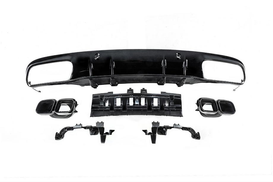 Mercedes C-klasse W205 2014–2021 Achterdiffuser met uitlaatsierstukken Black (voor Coupe AMG63 design) Foto 2