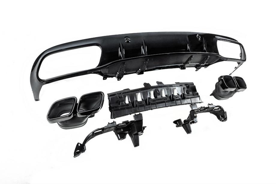Mercedes C-klasse W205 2014–2021 Achterdiffuser met uitlaatsierstukken Black (voor Coupe AMG63 design) Foto 5
