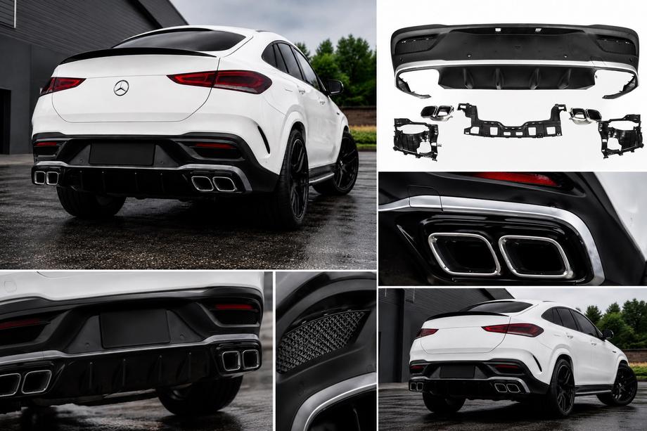 Mercedes GLE Coupé C167 2019– Achterdiffuser met uitlaatsierstukken (GLE63-design) Foto 1