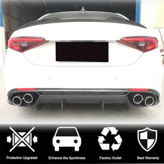 Achterbumper diffuser V1 (voor Base, carbon) Alfa Romeo Giulia 2016–2022 foto 2