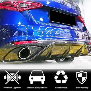 Achterbumperdiffuser met uitlaatsierstukken V2 (voor Base, Carbon) Alfa Romeo Giulia 2016–2022 foto 3