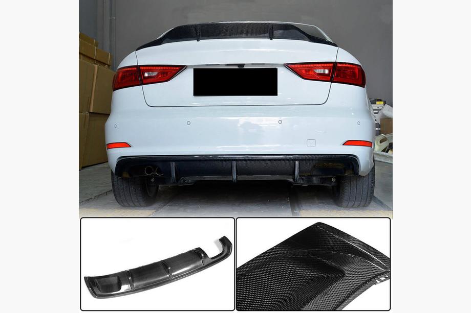 Audi A3 2012–2020 Achterbumper diffuser V2 (voor Base Sedan 2012-2016, carbon) Image